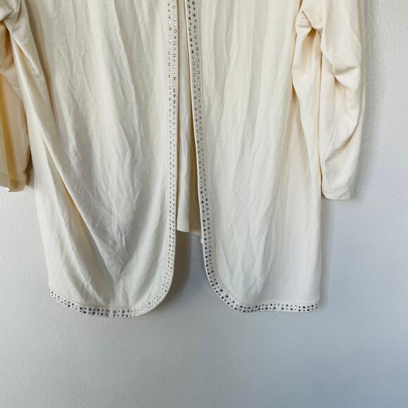 Talbots Size 1X Bling Collar 1 Button Cardigan Ivory - Picture 4 of 15